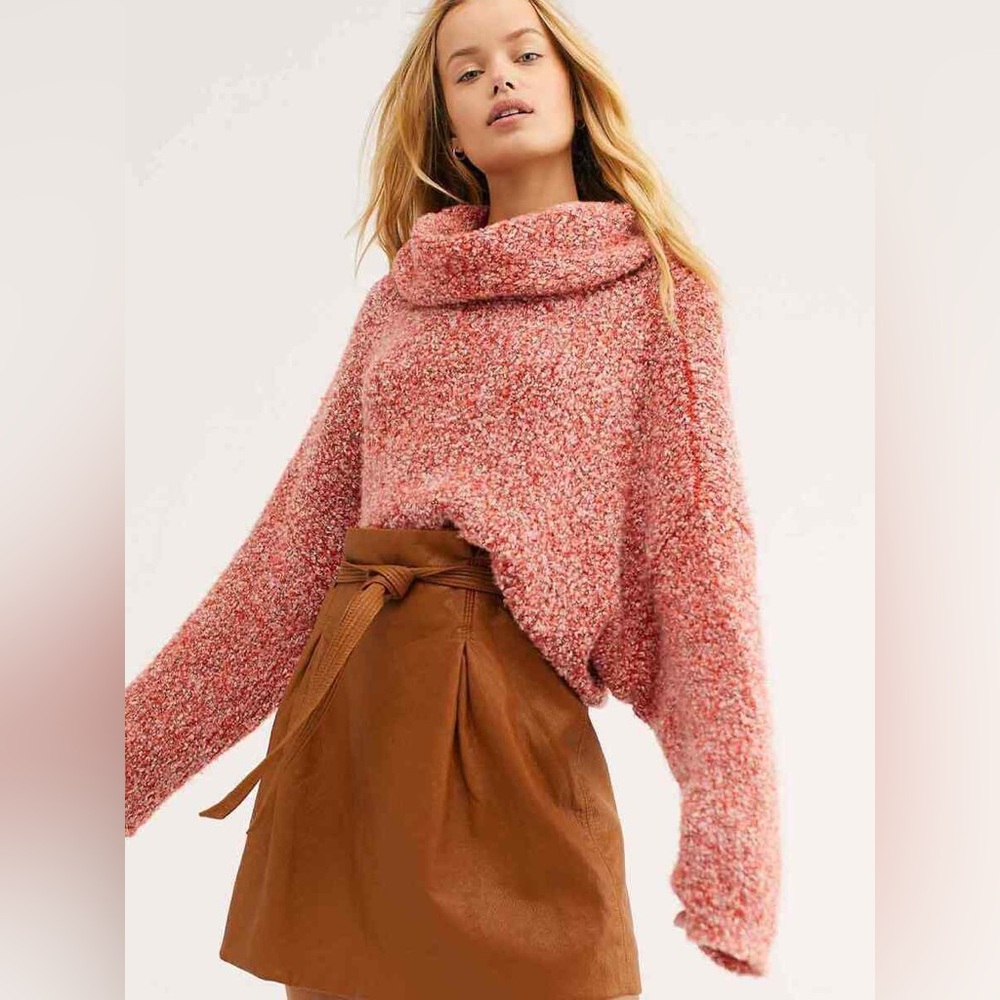 Cozy Red/Salmon Knit Free People Sweater